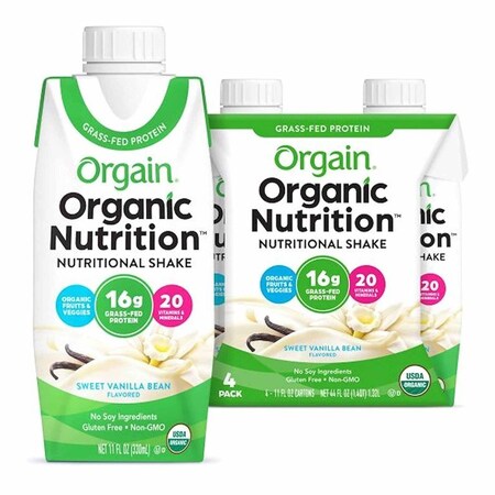 Orgain Organic Nutritional Shake Oral Supplement Sweet Vanilla Bean Flavor Liquid 11 oz. Carton, 12PK 860547000006